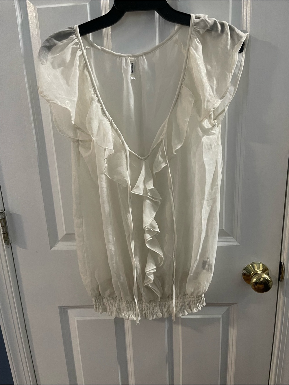 Women's Cream Ruffle V-Neck Blouse